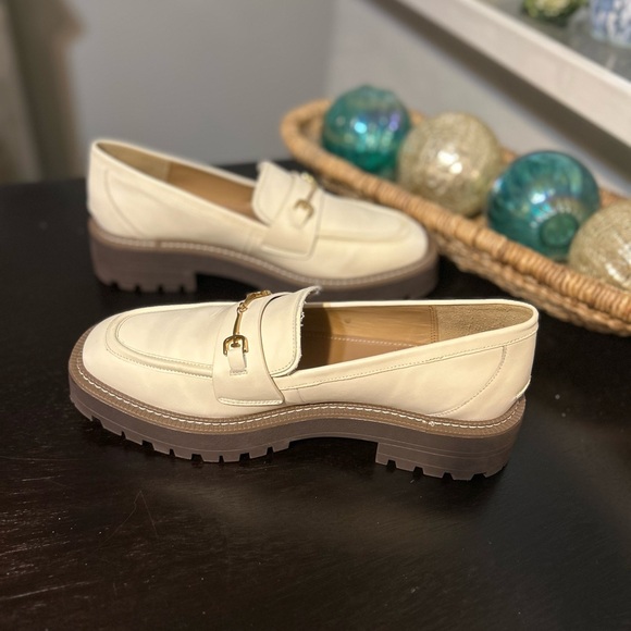 Sam Edelman Laurs Platform Lug Sole loafers Cream / Gold hardware Size 11 - Picture 8 of 11